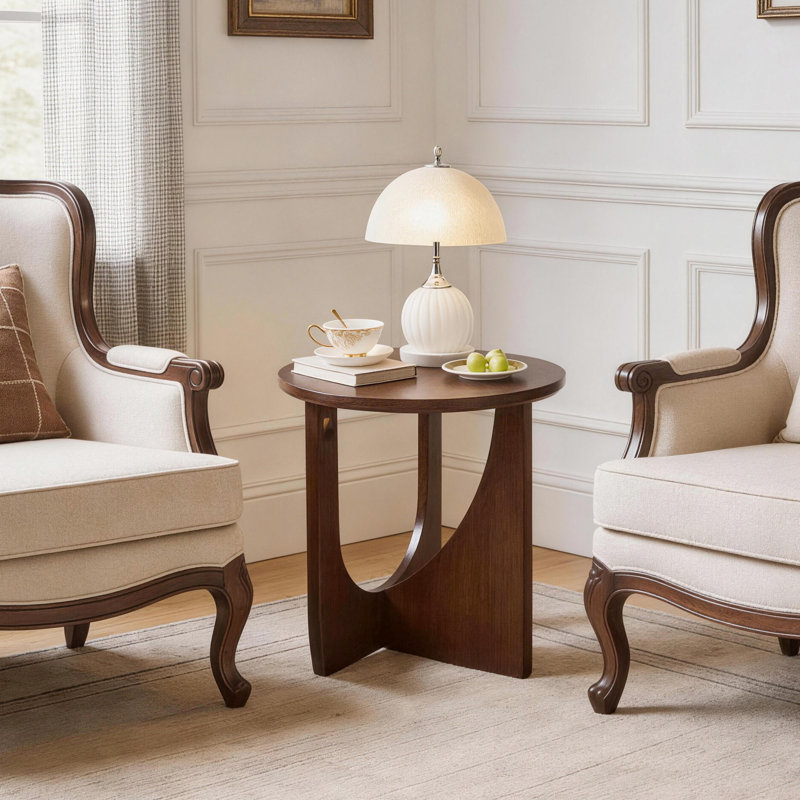 Table d'appoint ronde 100% bois massif de style moderne, 19,21 pouces, rustique, centrale, ovale, facile à déplacer, pour la chambre à coucher