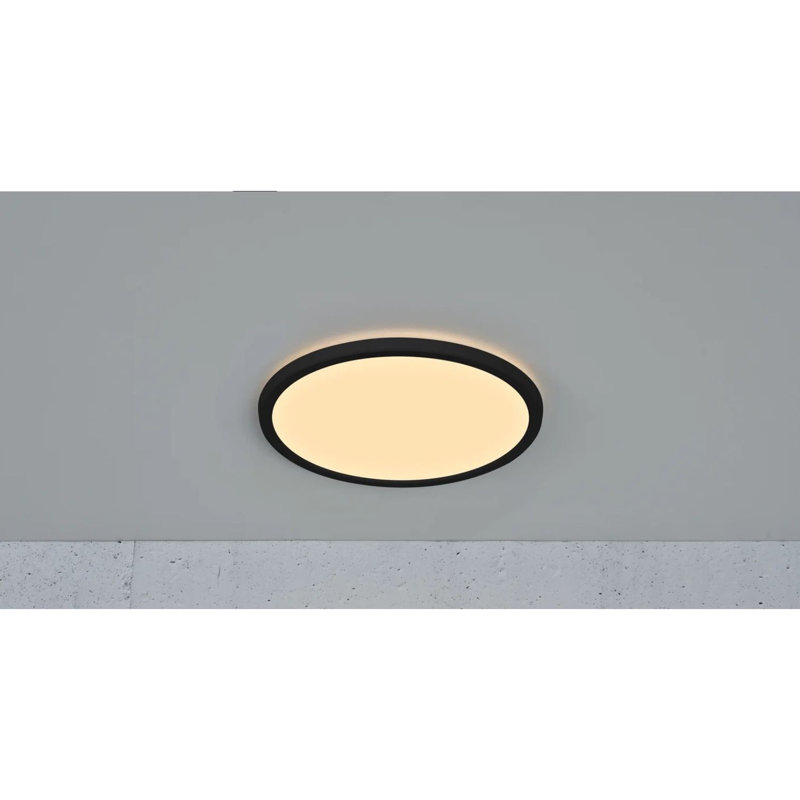 LED Flush Mount, 3.2cm H x 60cm W x 60cm D, Black