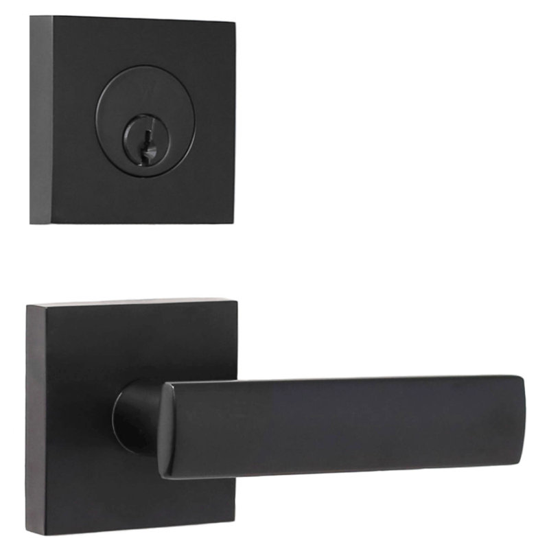 Levers With Deadbolt Reversible Entry Set, Matte Black