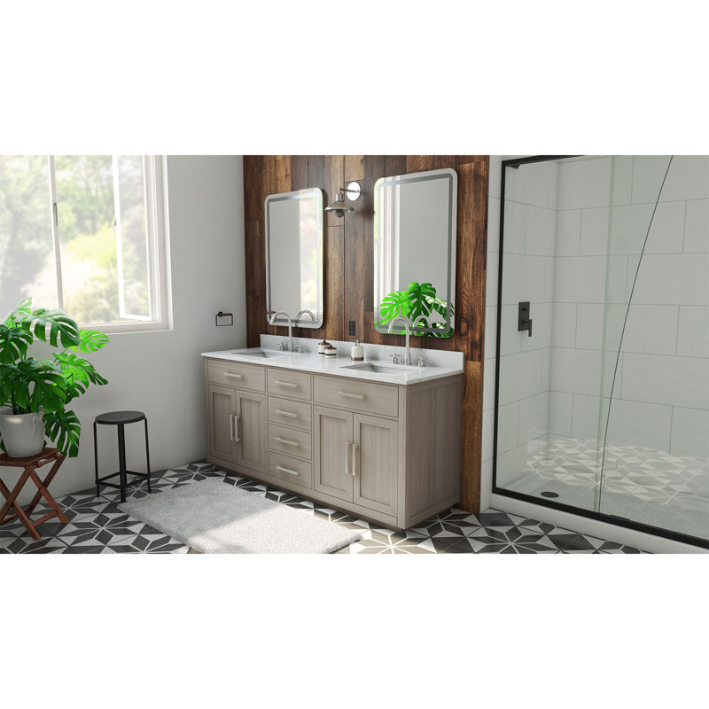Dexterity 72" Double Bathroom Vanity Set, Gray Oak