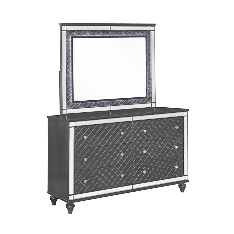 Commode de rangement traditionnelle 6 tiroirs 1Pc, Gris