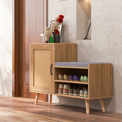 2-in-1 Shoe Cabinet With Bench 3 Adjustable Shelves