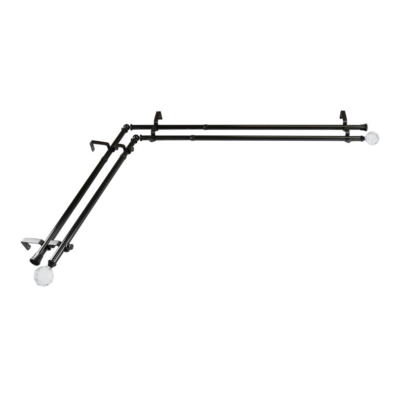 Tringle à rideaux double Ernberg, Noir, L 66 po x l 120 po