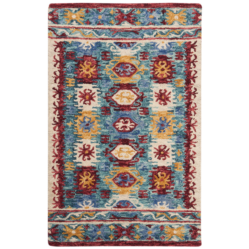 Vahakn Hand Tufted Wool Southwestern Rug, Rectangle 5' x 8'