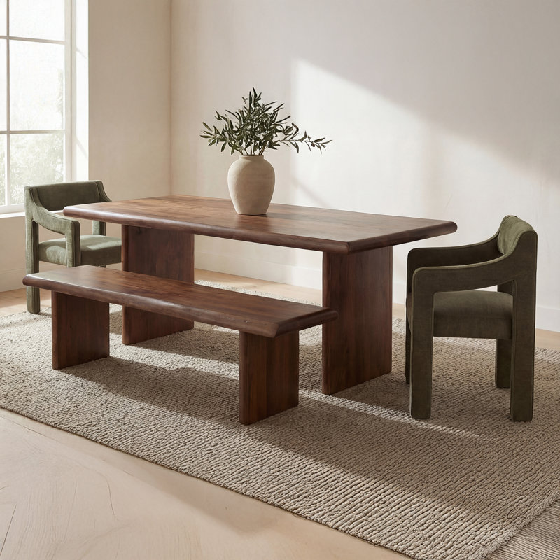 Lila Dining Bench Large Brown, 18" H x 89" W x 17" D