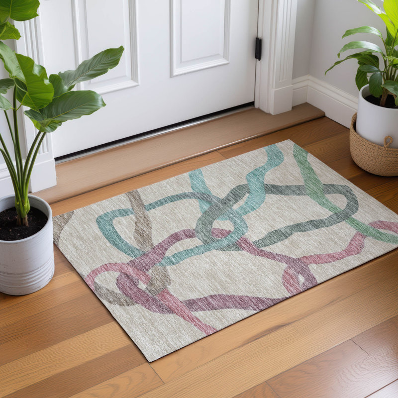 Machine Washable Indoor/Outdoor Erfried ACN2394 Abstract Rug, Rectangle 1'8" x 2'6"