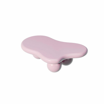 40 Inch Cloud Shaped Coffee Table, Low Coffee Table with 3 Ball Legs for Living Room, Pink