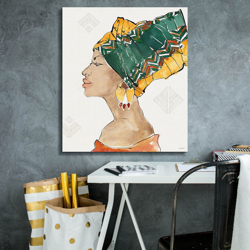«African Flair 7» par Anne Tavoletti, art mural sur toile, H 30 po x l 26 po x P 1,5 po