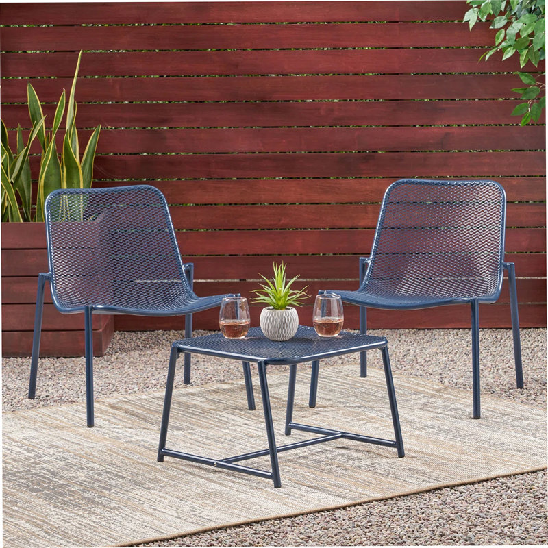 3 Piece Seating Group, Navy Blue