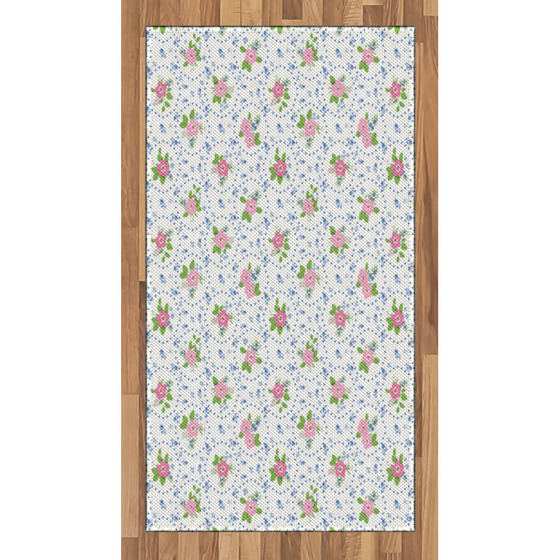 Flowers High Density Long Fiber Poly Threads Decorative Area Rug Carpet, Rectangle 2'7" x 5'
