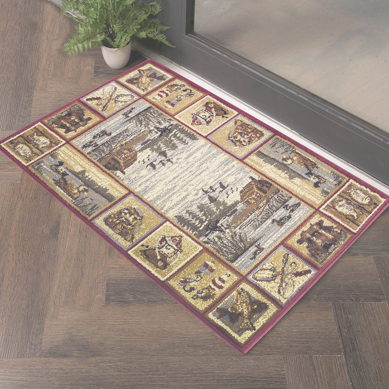 Nature's Nest Multi  Lodge Area Rug, Runner 2'7" x 7'3"