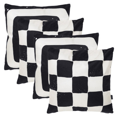 icon Black and White Indoor-Outdoor Cushion, Pack of 4, Black & White