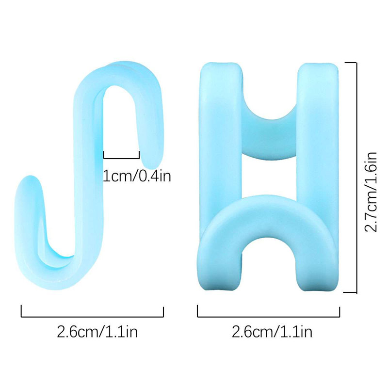 60 PCS Clothes Hanger Connector Mini Plastic Cascading Hooks Space Saving Hanger Extender Clips, Blue