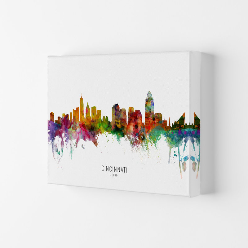 Cincinnati Ohio Skyline by Michael Tompsett - Print, 42cm H x 59.4cm W x 4cm D, Wrapped Canvas
