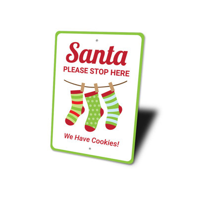 Santa Please Stop Here Christmas Aluminum Sign