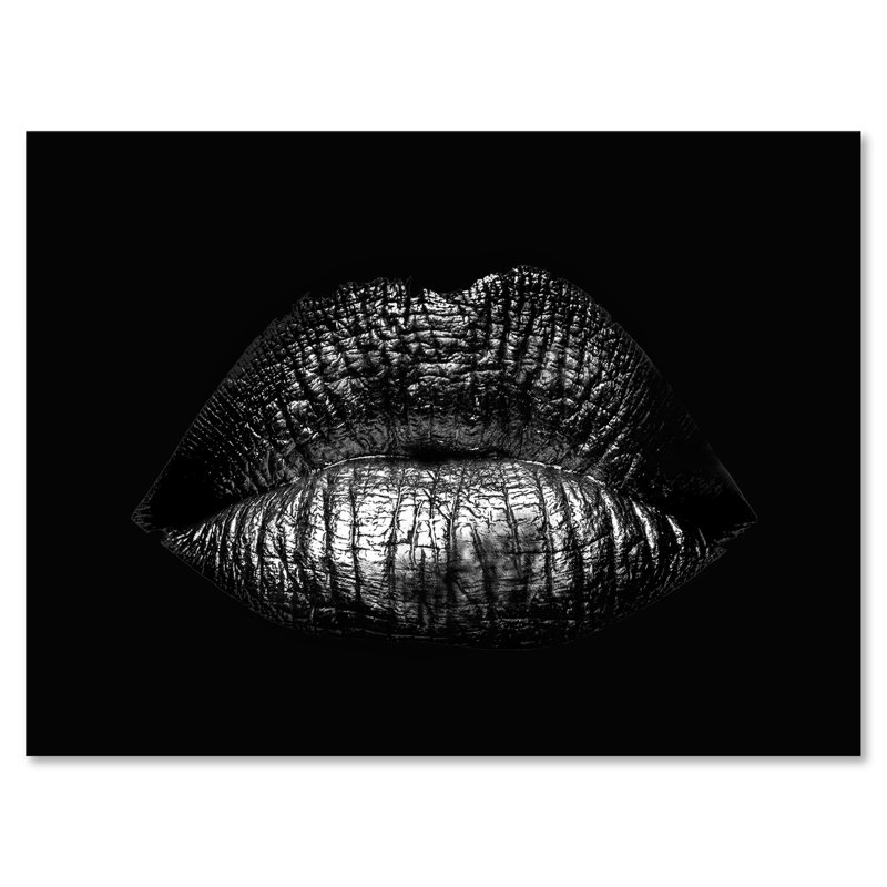 Lèvres féminines sexy dorées - photographie sur toile, H 30 po x l 40 po x 1,5 po, Toile tendue