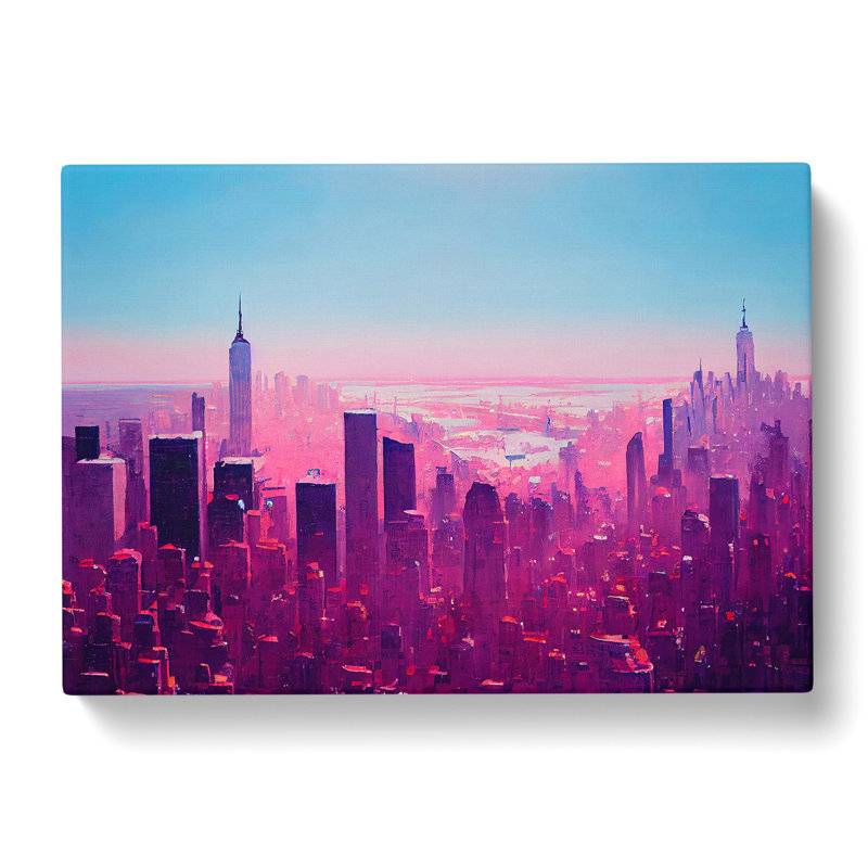 Painted New York Skyline - Wrapped Canvas Print, 40cm H x 60cm W x 3cm D