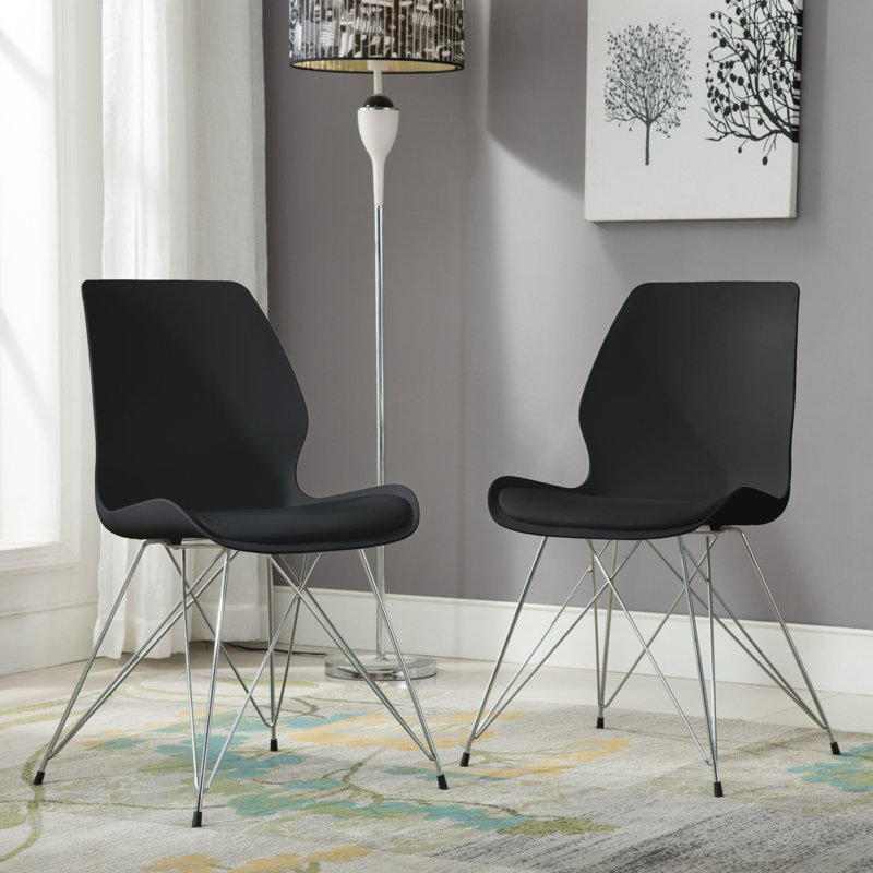 Aceves 18.5'' H Polyurethane Upholstered Side Chair, Black