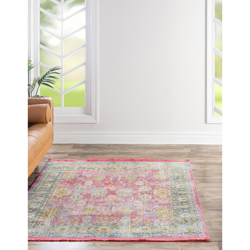 Haefner Floral Indoor Rug, Square 5'5"