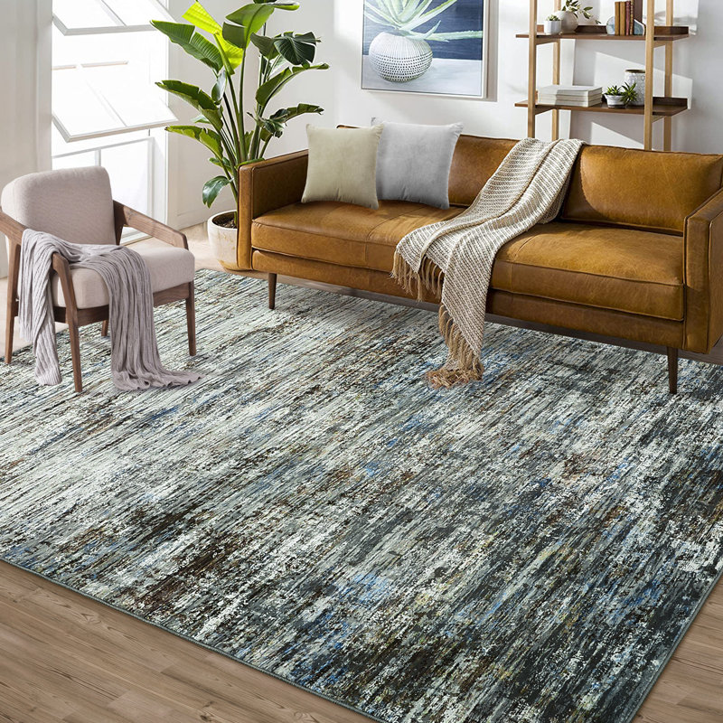 Abstract Machine Printed Area Rug, Rectangle 120 x 170 cm