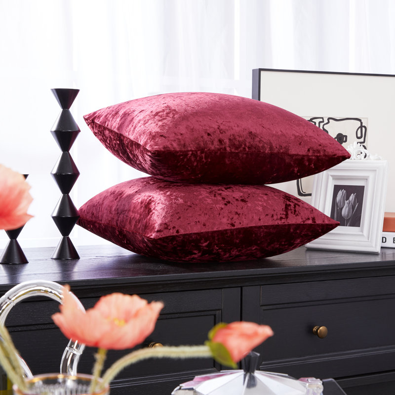 Reversible Pillow Cover, 18" x 18", Wine Red