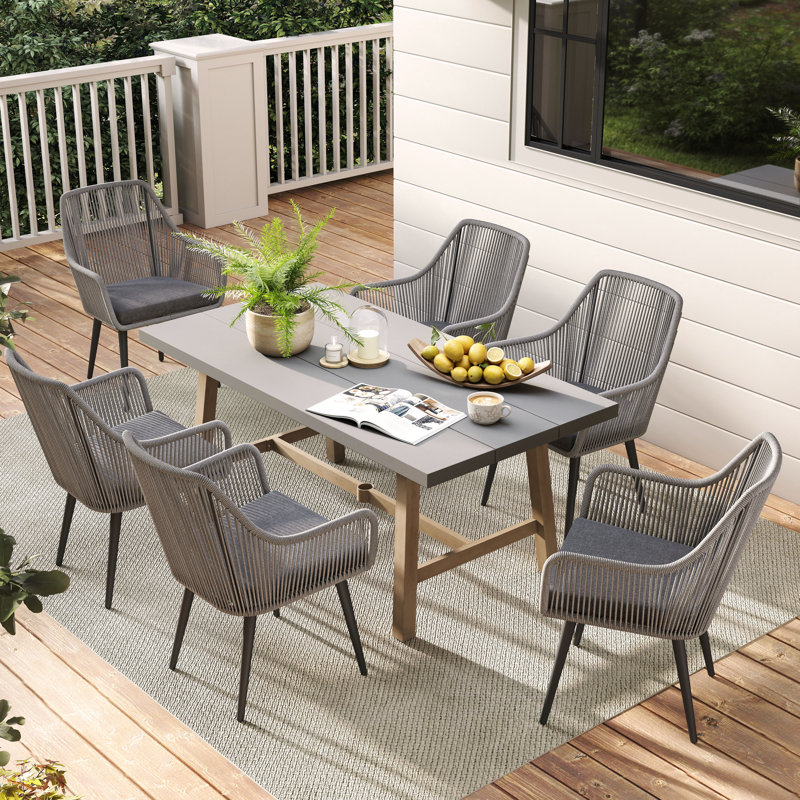 Rectangular Outdoor Dining Set With Cushions