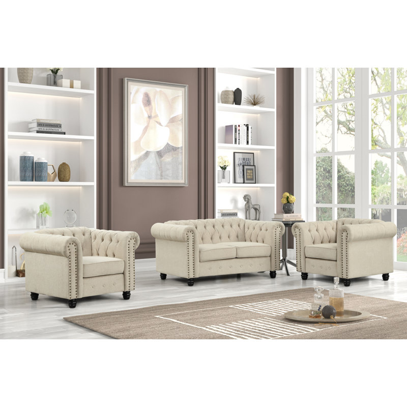 Ensemble de salon 3 pièces Audwin, Beige