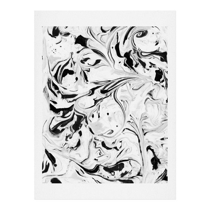 Reproduction d’art en marbre noir et blanc, H 20 po x l 16 po x P 0,125 po