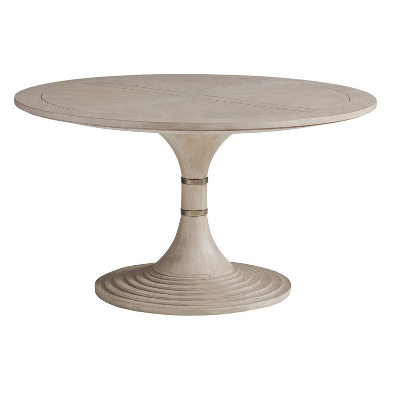 Beige Round Hickory Veneer Contemporary Dining Table