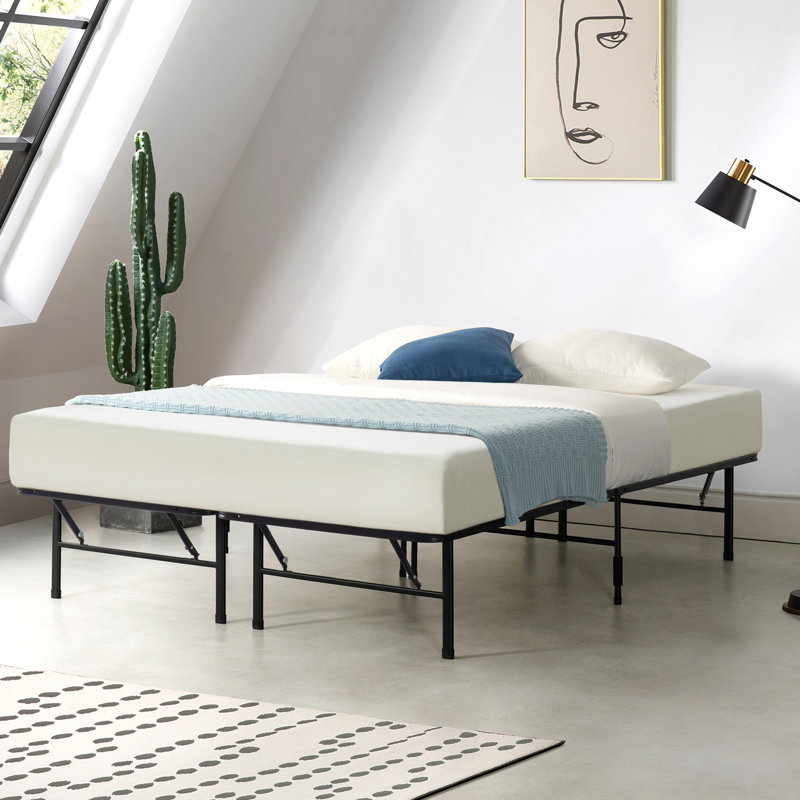 Wayfair Sleep 6in Medium Firm Memory Foam Mattress and 14in Foldable Steel Bed Frame Bundle, Short Queen, King