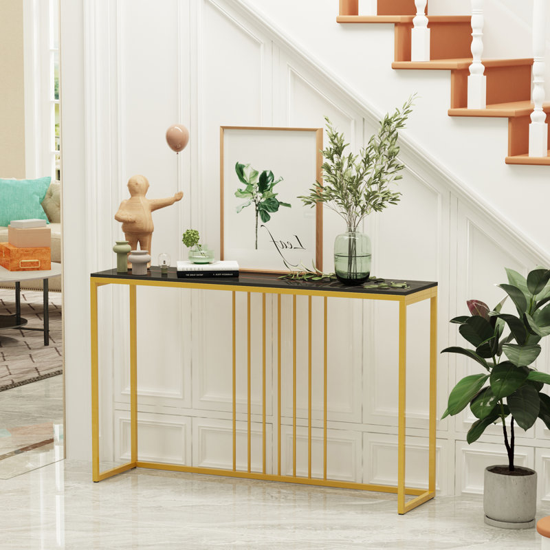 Mersija Console Table, 31" H x 47.2" W x 11.8" D, Noir
