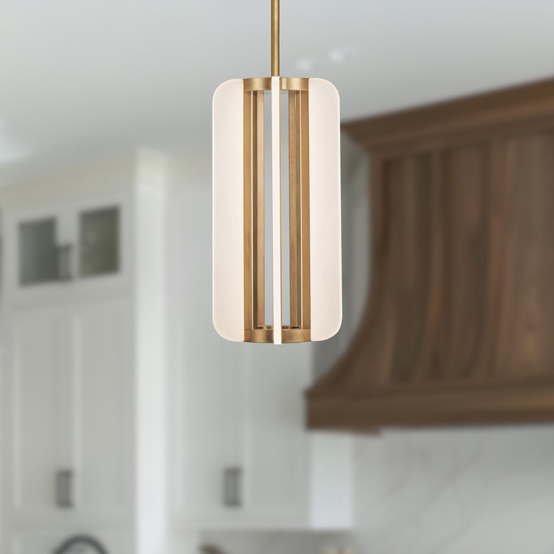 Luminaire suspendu cylindrique à 4 lumières Anders, Laiton rétro