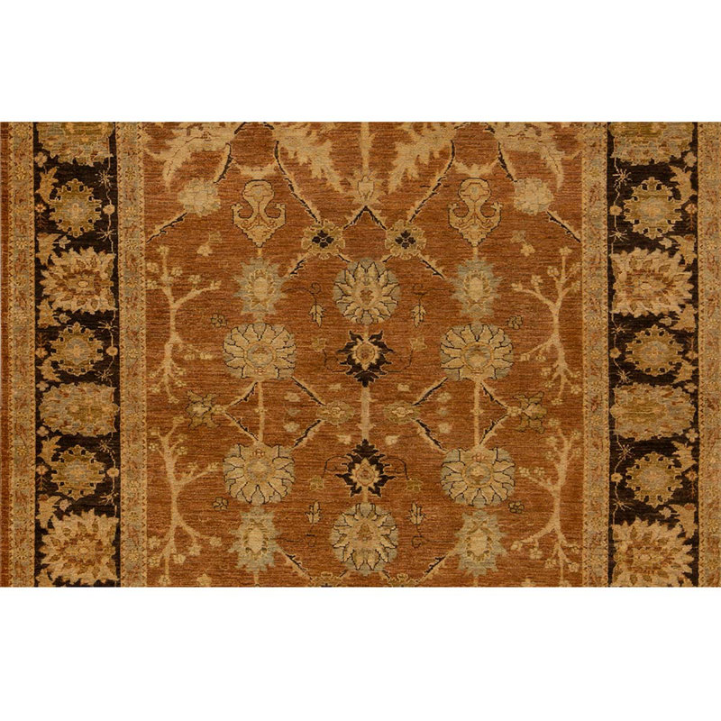 Wool Oriental Area Rug in Brown/Rust/Black