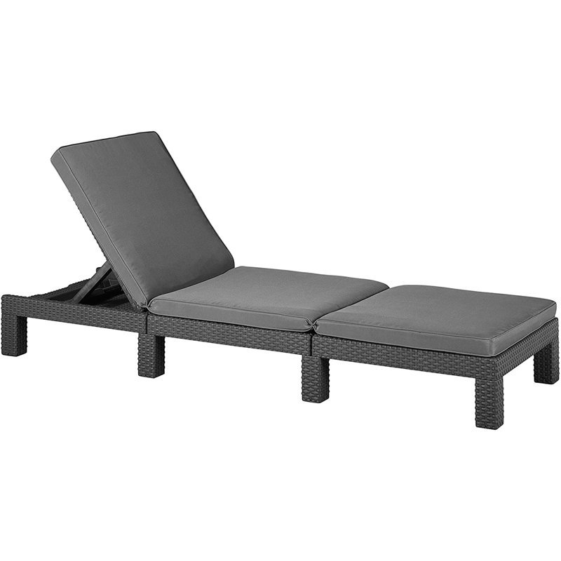 Reclining Sun Lounger with Cushion, Grey