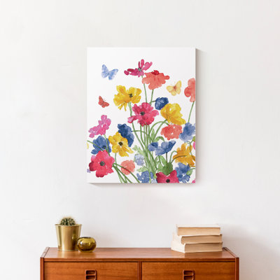 Fleurs et papillons-reproduction d’art sur toile tendue
