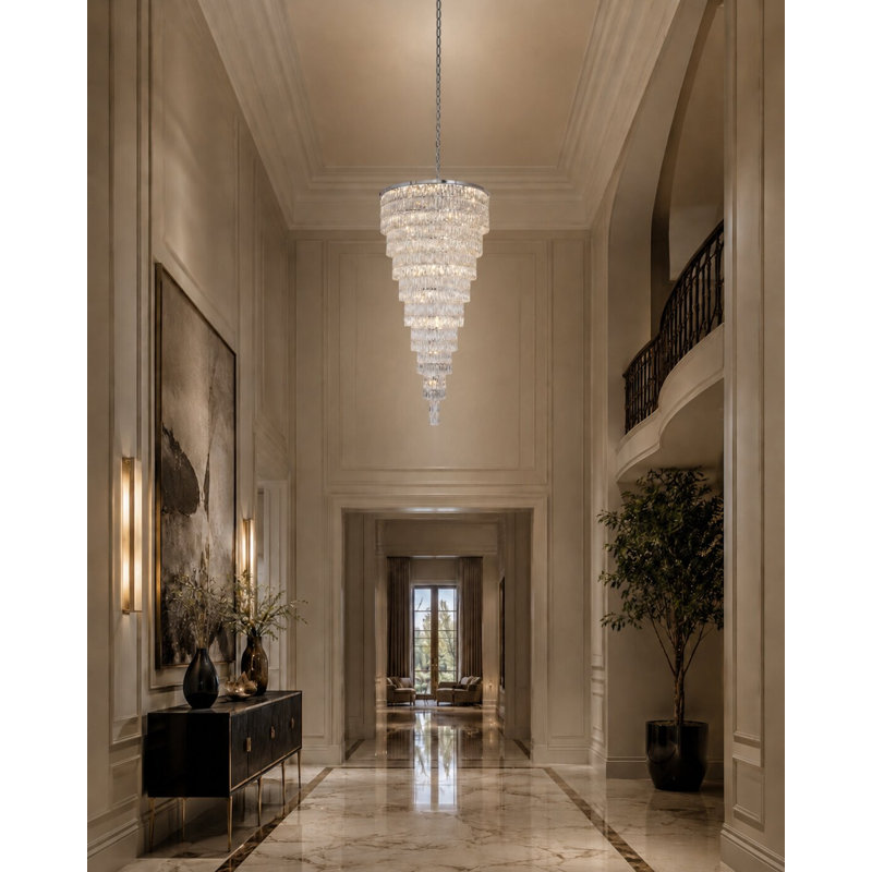 Lustre en cristal 42 lumières 9 niveaux Transitional, Chrome