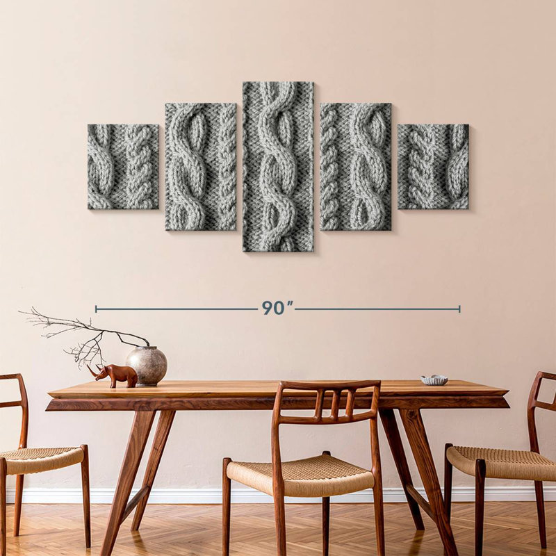 Grey Knitting, 42" H x 92" W