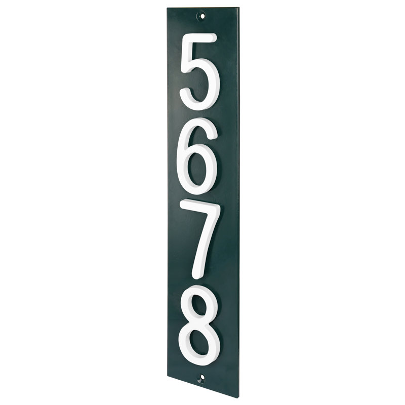 Plaque d'adresse verticale en aluminium Royal Shade, Vert, Blanc, Oui