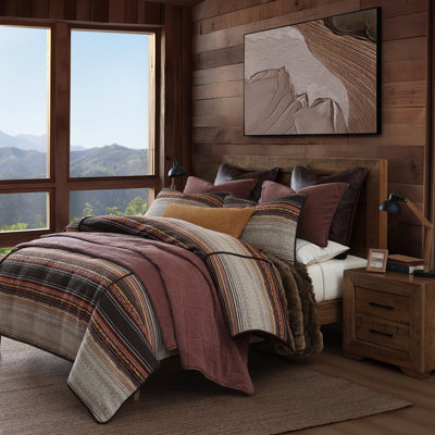 Estes Chenille Jacquard Striped Southwestern Lodge Duvet Cover Set