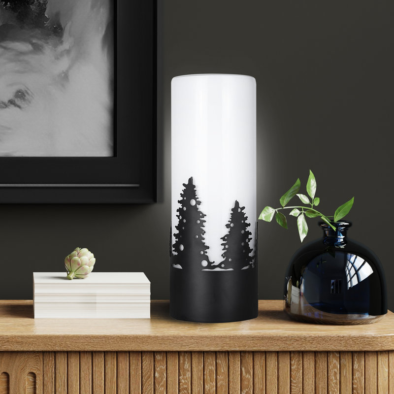 Lampe de table 1 lumière Thula avec finition noir mat et abat-jour blanc Thula