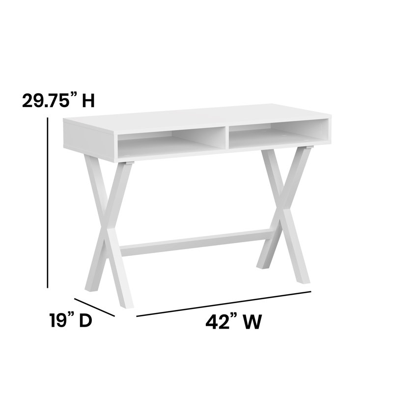 Moncrief Home Office Writing Computer Desk with Open Storage - Table Desk, White