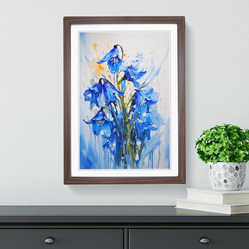 Bluebell Flower Action Painting No.2 - Framed Print, Walnut Framed, 34cm H x 25cm W x 2cm D