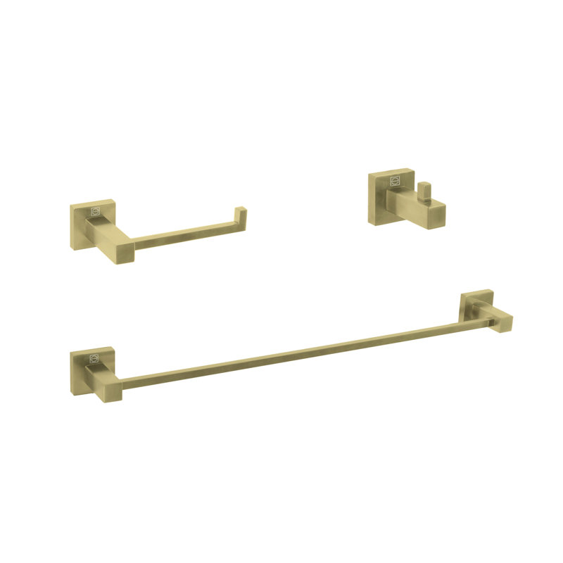 Isla 3 - Piece Bathroom Hardware Set, Brushed Gold