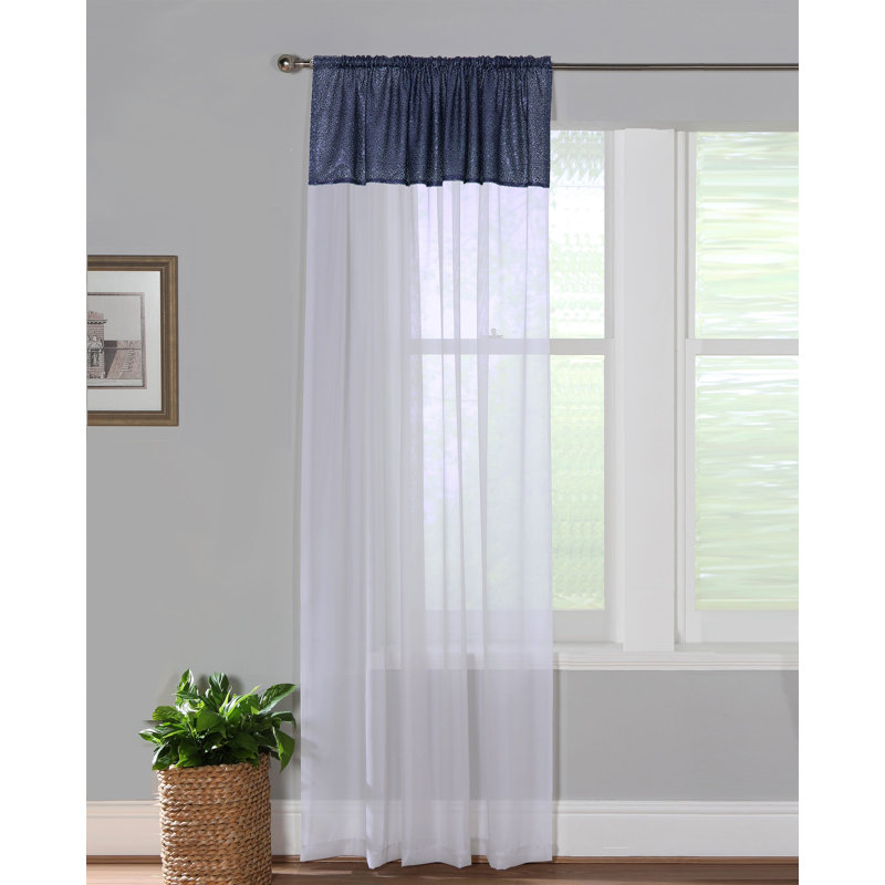 Alazdin Sheer Curtain Pair, Width 149 x Drop 122cm, Navy/Clear