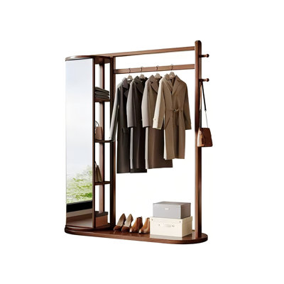 Portemanteau en bois massif 47,24 "avec miroir HD