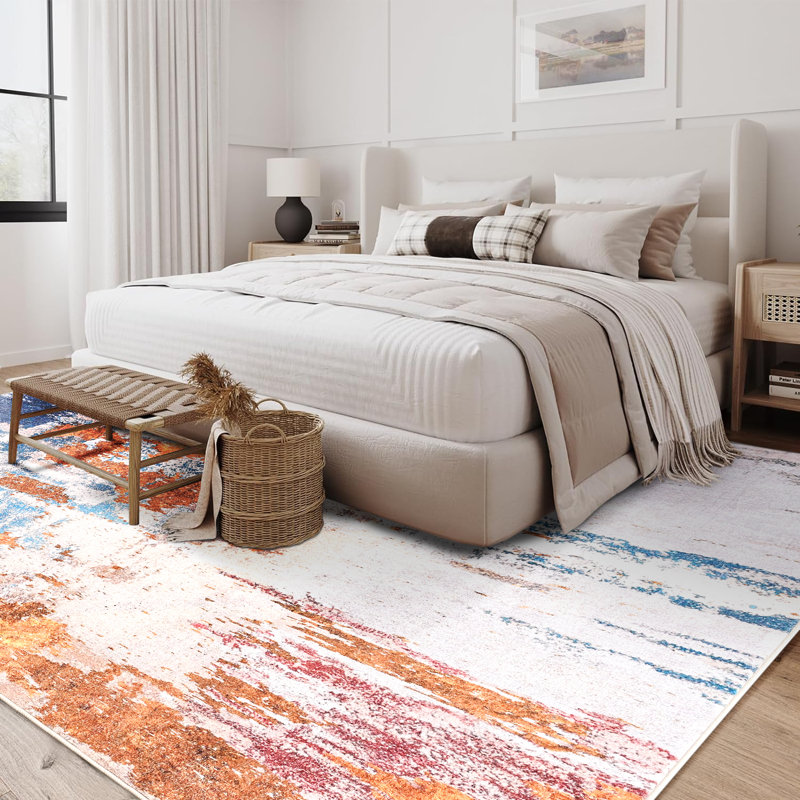 Fillender Washable Area Rugs Non-Slip Modern Abstract Soft For Living Room Entryway Bedroom, Rectangle 4' x 6'