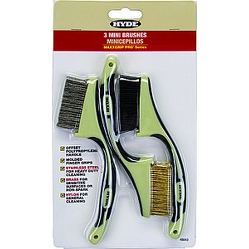 Hyde 46843 Maxxgrip Mini Wire Brush (3Pk)