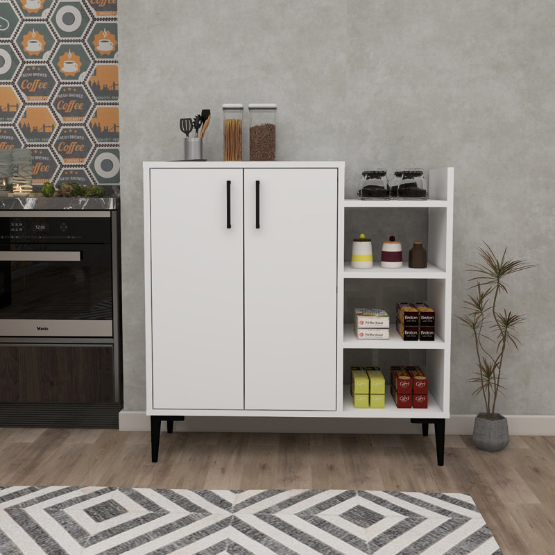 Leskar 90cm Kitchen Storage Cabinet with 6 Shelves and 2 Doors, White