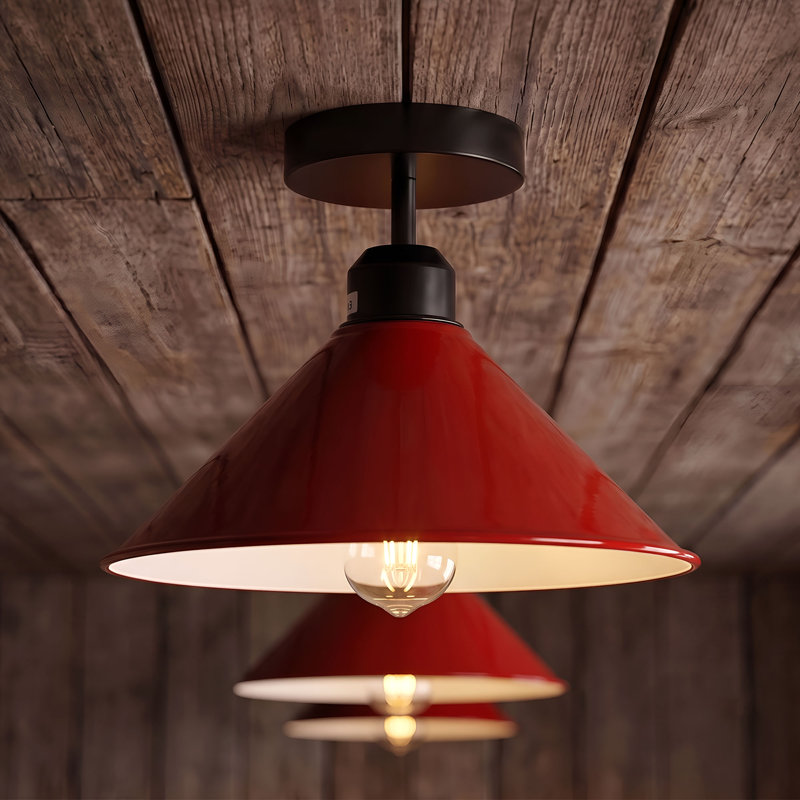 Bustos Semi Flush Mount, Red