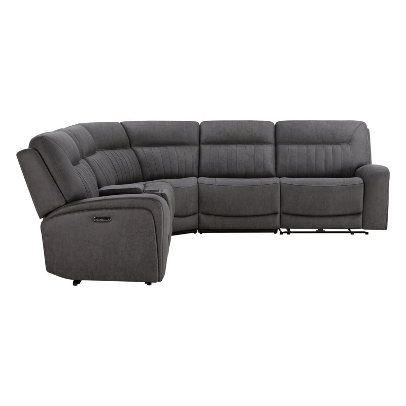Canapé modulaire inclinable électrique avec console, chargement sans fil et porte-gobelets cachés, Splash gris fer